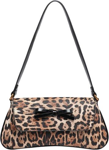 Makemechic Women’s Cheetah Print Presh Paux Leather Leopard Bow Y2K Flap Counter Bag in Kuwait