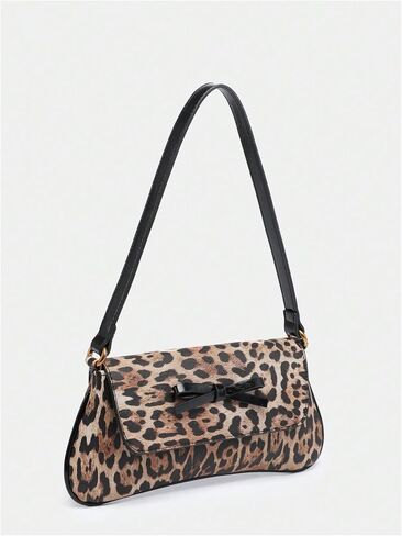 Makemechic Women’s Cheetah Print Presh Paux Leather Leopard Bow Y2K Flap Counter Bag in Kuwait