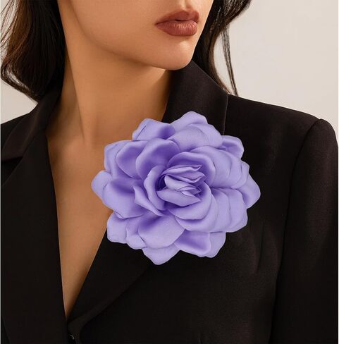 Flower Brooches Lapel Pins for Women Satin Fabric Brooches Big Camellia Flower Brooch Pins Wedding Part Dance Clothes Accessories Jewelry Gifts in Saudi Arabia