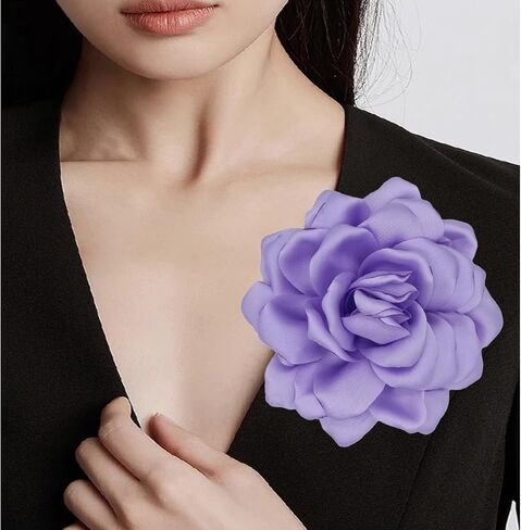 Flower Brooches Lapel Pins for Women Satin Fabric Brooches Big Camellia Flower Brooch Pins Wedding Part Dance Clothes Accessories Jewelry Gifts in Saudi Arabia