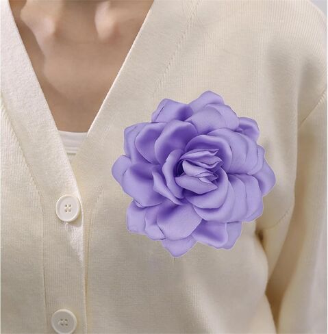 Flower Brooches Lapel Pins for Women Satin Fabric Brooches Big Camellia Flower Brooch Pins Wedding Part Dance Clothes Accessories Jewelry Gifts in Saudi Arabia