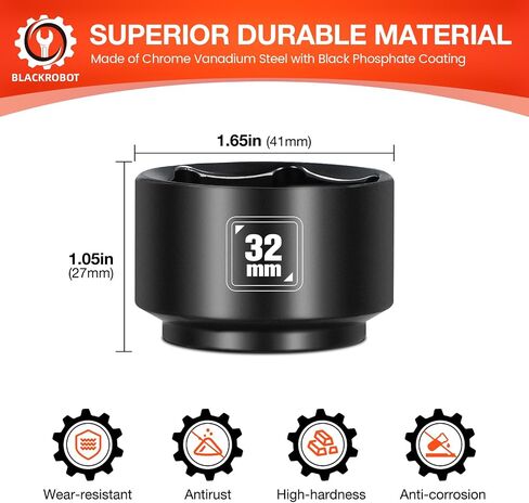 32mm Low Profile Oil Filter Socket, 3/8" Drive 6-Point Oil Filter Cap Remover and Installer Tool, Chrome Vanadium Steel in Saudi Arabia