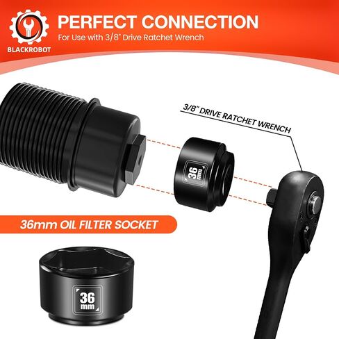 32mm Low Profile Oil Filter Socket, 3/8" Drive 6-Point Oil Filter Cap Remover and Installer Tool, Chrome Vanadium Steel in Saudi Arabia