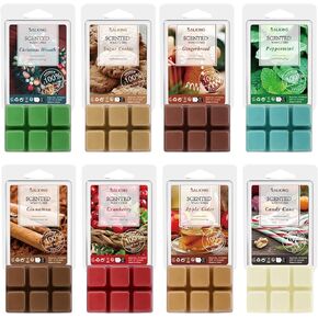 Autumn Scented Wax Melts, Fall Soy Wax Melts Gift Set, Wax Cubes/Tarts for Warmer - Pumpkin Spice, Caramel Apples, Candy Corn, Vanilla, Apple Cider, Cinnamon, Snickerdoodle, Autumn Wreath, 8x2.6 oz