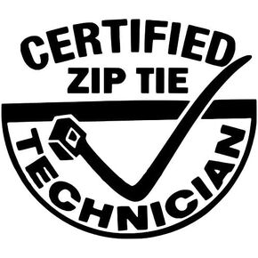 Set of 3 - Certified Zip Tie Technician - Sticker Graphic - Auto, Wall, Laptop, Cell, Truck Sticker for Windows, Cars, Trucks