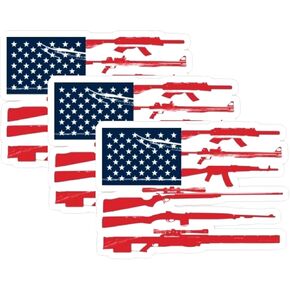 3 pcs American Flag USA Flag Rifles, 4 inches - 2nd Amendment, Gun Sticker NRA Sniper for Car Bumper, Truck Window, Hunting Accessories