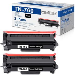 TN760 High-Yield Black Toner Cartridge Twin Pack, TN760 2PK, Replacement for Brother TN-760 TN-730 Toner for HL-L2350DW L2395DW L2390DW L2370DW MFC-L2750DW MFC-L2710DW DCP-L2550DW Printer…