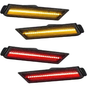 Partsam Smoked Lens LED Side Marker Lights Front Rear Bumper Marker Lamps Reflectors Compatible with Camaro 2010-2015,Pack of 4 (2 x Amber, 2 x Red)