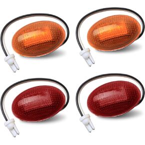 HERCOO LED Dually Bed Fender Side Marker Lights Front Rear Lamps Compatible with Ford 1999-2010 F350 F450 F550 Super Duty, Amber & Red