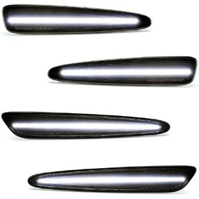 LED White Side Marker Lights for Chevy Corvette C6 2005-2013 Front Rear Smoked Lens White Fender Bumper Lamps Pack of 4