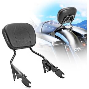 WSays Detachable Sissy Bar Passenger Backrest w/Pad Compatible with 2009-2024 Harley Touring Street Glide Road King Electra Glide Road Glide (Chrome)