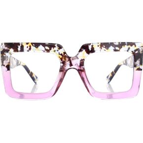 Oversized Square Glasses for Women Men Big Frame Blue Light Blocking Glasses Fashion Eyeglasses (Blue)