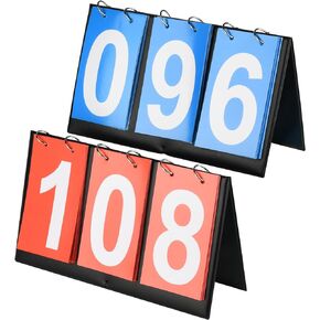 Cosmos 2 Pcs Flip Scoreboard 3-Digit Table Top Scoreboard Portable Score Keeper Score Flipper for Basketball Football Soccer Volleyball Hockey Multi-Sports Competition, 2 Assorted Colors/Dual-Sided
