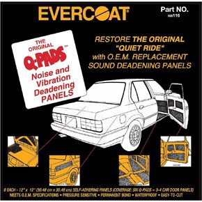 Evercoat Q-Pads - Self-Adhering, Sound Deadening Panels for Quiet Ride - 6 Pads