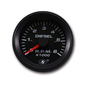 MOTOR METER RACING 52mm 2-1/16" Universal Tachometer for Diesel Engine Alternator 6000 RPM Black Dial in Dash