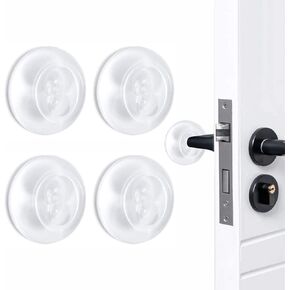 Door Stopper Wall Protector, Adhesive Bumper Protector, Reusable Rubber Door Stops from Door Knobs, Shock Absorbent Wall Shield for Door Handle (Clear-4 Pcs)