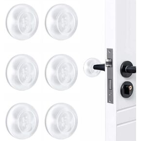 Door Stopper Wall Protector, Adhesive Bumper Protector, Reusable Rubber Door Stops from Door Knobs, Shock Absorbent Wall Shield for Door Handle (Clear-4 Pcs)