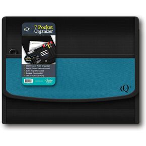 iScholar iQ+ 7 Pocket Fabric Expanding Folder, 13 x 10 Inches, Blue (34107-BL)