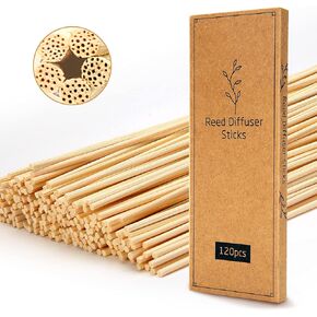 T&C 120PCS Reed Diffuser Sticks,7.5 Inch Natural Rattan Wood Sticks,Diffuser Refills,Essential Oil Aroma Diffuser Replacements Sticks for Home,Office