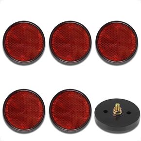 evermotor 6 PCS Universal M5 Motorcycle Bicycle Mini License Plate Reflector Red
