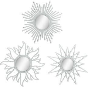 3 Pieces Gold Round Mirrors for Wall Decor,Wood Wall Mirrors Home Décor (Gold)