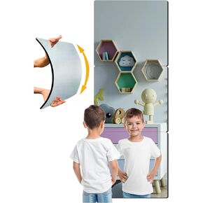 Unbreakable Full Length Wall Mirror,Over The Door mirror,Extra Thick 1/8",56"x14" 4Pcs 14"x14",Made Of Shatterproof Plexiglass Acrylic,Long Mirrors For Bedroom Closet,Workout For Home Gym Body