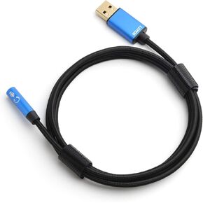 مقبس USB إلى الصوت، محول صوت جاك USB إلى 3.5 مم، 3.5 مم إلى USB، بطاقة صوت USB، محول مقبس USB إلى سماعة الرأس مع محول ستيريو Aux 3.5 مم لأجهزة PS4/PS5/الكمبيوتر الشخصي/الكمبيوتر المحمول، مع شريحة مدمجة (4 أقدام، أزرق in Kuwait