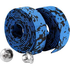 Bicycle Handlebar Tape Reflective Grip Wrap Tape + 2 Bar Plugs for Mountain Road Bike (Pack of 2)