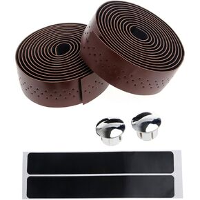 2 Rolls Vintage Leather Handlebar Tapes Road Bike Bicycle Motorcycle Handlebar Foam Wrap Grips Tape