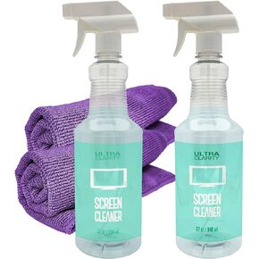 Powered by NANO MAGIC | Screen Cleaner 2-Pack | 2 32oz Trigger Spray Bottles & 2 Large Premium Microfiber Cloths | Optical-grade Ideal for TV Tablet Phone Laptop Infotainment Streak Free