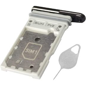 Galaxy S22 Ultra SIM Card Tray Dual Replacement S22 Ultra Sim Card Holder for Samsung Galaxy S22 Ultra 6.8" SM-S908U Sim Card Tray with Needle Repair Part (Not Single Sim Card Version)(Phantom Black)