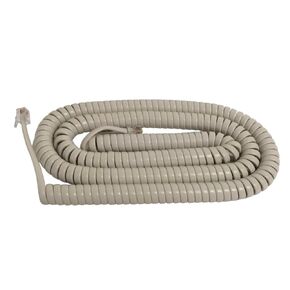 The VoIP Lounge 25 Foot Long Handset Receiver Curly Cord for Landline Phone Light Ivory Color