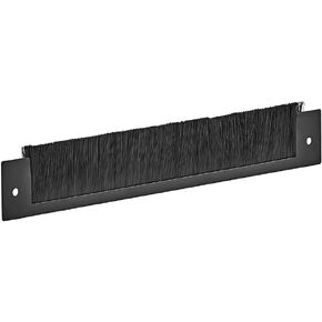 Brush Strip Cable Management Panel, Black, Cold Rolled Steel, Powder Coated Finish