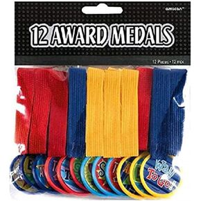 Premium Assorted Award Medals - (Pack of 12) - Stunning Red, Blue & Yellow Design - Perfect for Competitions, Sports, and Recognition Events