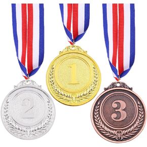 Swpeet Winner Medals Gold Silver Bronze Award Medals, 1st 2nd 3rd Award Medals with Neck Ribbon, Olympic Style Medals Prizes for Competitions, Party Decorations and Awards
