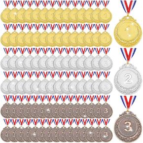 90 Pcs Gold Silver Bronze Award Medals, Metal Winner Award Medals with Neck Ribbon, 1st 2nd 3rd Prize Medals for Kids, Adults, Competitions, Sports, Spelling Bees, Olympic Style, 2 Inches