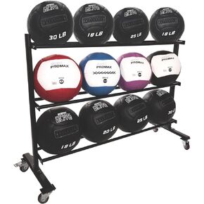 Champion Sports Three Tier Medicine Ball Storage Rack with Swivel Caster Wheels
