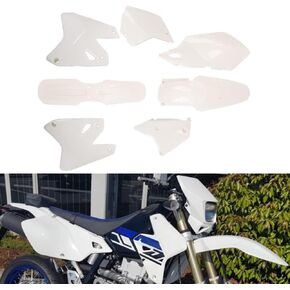 JFG RACING DRZ400 Plastic Fender Fairing Kit Set,Plastic Body Work Fender Kit Replacement For DRZ400 DRZ400S DRZ400SM All Year Dirt Bike Supermoto White