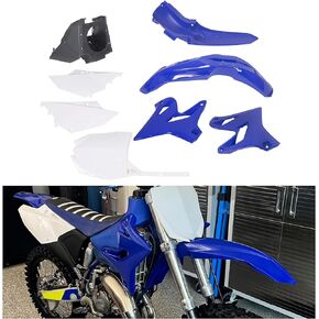 KUAFU Motorcycle Plastic Kit Compatible with 2002-2020 Yamaha YZ125 YZ250 Complete Restyle Kit Left Right Front Rear 8Pcs (Blue & White)
