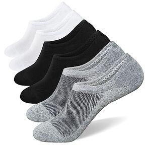 SIXDAYSOX No Show Socks for Men 8 pack Cotton Thin Low Cut Non Slip for Loafer Flats Sneakers 5-8/9-11/12-15
