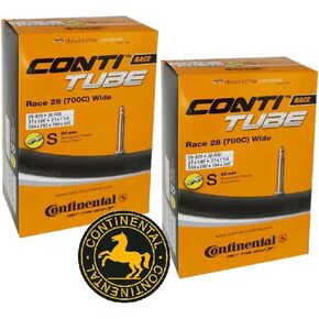 Continental Race 28" Wide 700x25-32c Inner Tubes - 60mm Presta Valve (Pack of 2 w/Conti Sticker)
