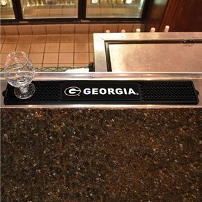 FANMATS 14001 Georgia Bulldogs Drink Bar Mat - Durable Dish Drying Mat, Easy Clean, Counter Mat, 3.25" x 24", Black