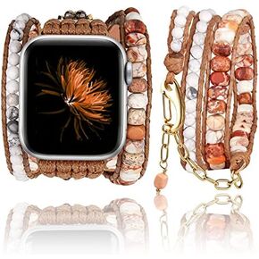 Handmade Boho Watch Band Compatible with Apple Watch 49MM 45MM 44MM 42MM 41MM 40MM 38MM Beaded Wrap Bracelet for iWatch Ultra, Series SE/9/8/7/6/5/4/3/2/1, Fancy Strap for Women in Saudi Arabia