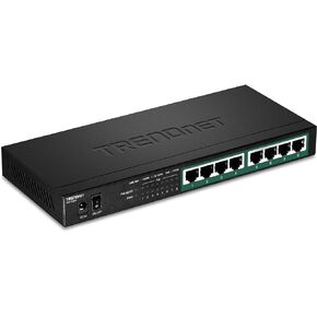 محول TRENDnet 8-Port GREENnet Gigabit PoE+، يدعم أجهزة PoE وPoE+، ميزانية PoE 61 وات و5 منافذ جيجابت PoE+ غير مُدارة، 4 × Gigabit PoE+، 1 × منفذ جيجابت، سعة تحويل 10 جيجابت في الثانية
