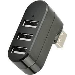 USB 3 Port Splitter, Mini USB Hub, USB 3 Port Compact Portable Rotatable HUB, USB Hub Dock [90°/180° Degree Rotatable] for Flash Drive Mobile HDD PC Laptop Notebook and More - Black