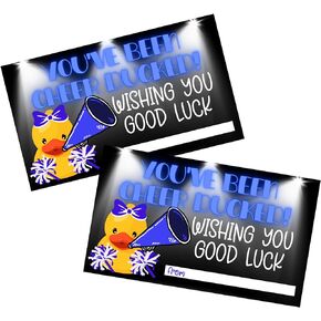 Lashicorn You’ve Been Cheer Ducked Cards Tags Wishing You Luck | 50 pk 2 x 3.5" Squad Game Blue for Competition Put on Cars Pins Gift Team Activity