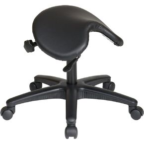 مقعد بدون ظهر من Office Star Drafting مع مقعد سرج، وحلقة للقدم، وزاوية مقعد قابلة للتعديل وتعديل الارتفاع الهوائي، فينيل أسود