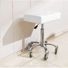 Heavy Duty Stools with Wheels 400lb Backless Height Adjustable Stool - Rolling Stools Swivel Chair for Counter Bar Salon Office Home Kitchen Lab Clinic - White