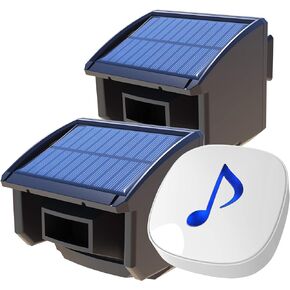 Htzsafe Solar Wireless Driveway Alarm System-1/4 Mile Long Transmission Range-Solar Powered No Need Replace Batteries-Outdoor Weatherproof Motion Sensor DIY Security Alert-1 Receiver and 2 Sensors KIT