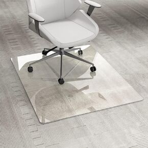 Glass Chair Mat, 36" x 46" Heavy Duty Hard Tempered Glass Mat with Round Corner and Polished Edge, for Floor Mat for Office Chair On Carpet for Work, Home, Gaming